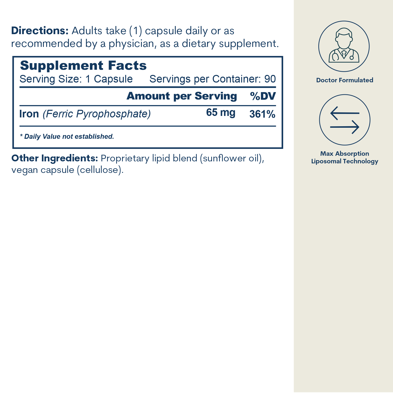 Liposomal Iron - Capsules (90 Count/90 Servings)