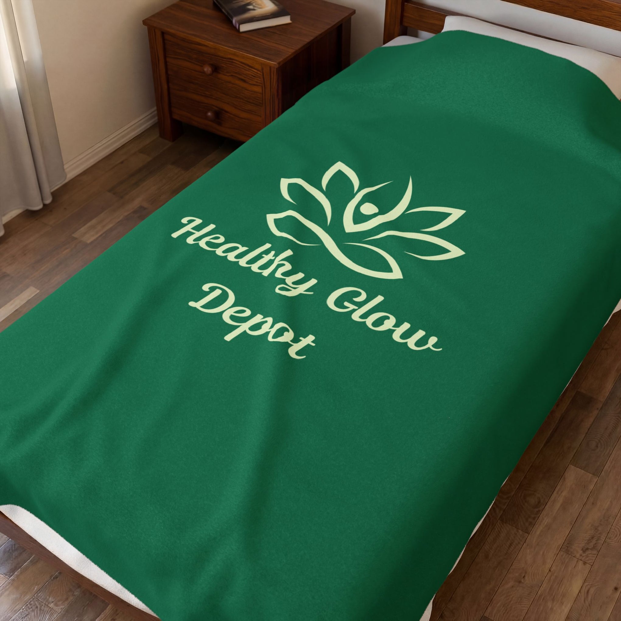 Velveteen Plush Blanket — 'Healthy Glow Depot' Spa Logo Throw