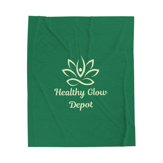 Velveteen Plush Blanket — 'Healthy Glow Depot' Spa Logo Throw