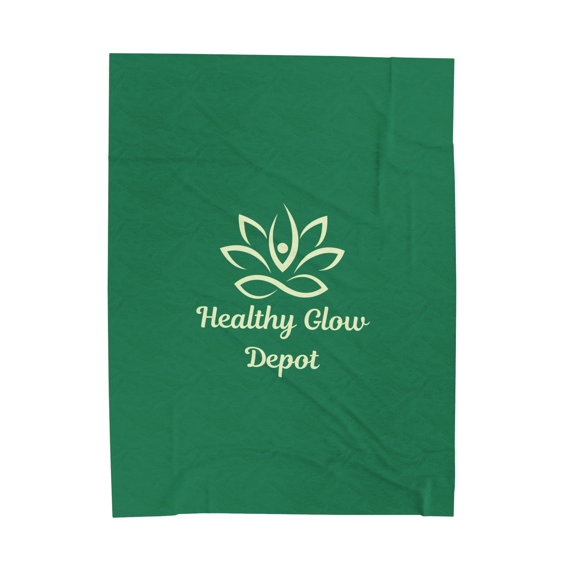 Velveteen Plush Blanket — 'Healthy Glow Depot' Spa Logo Throw