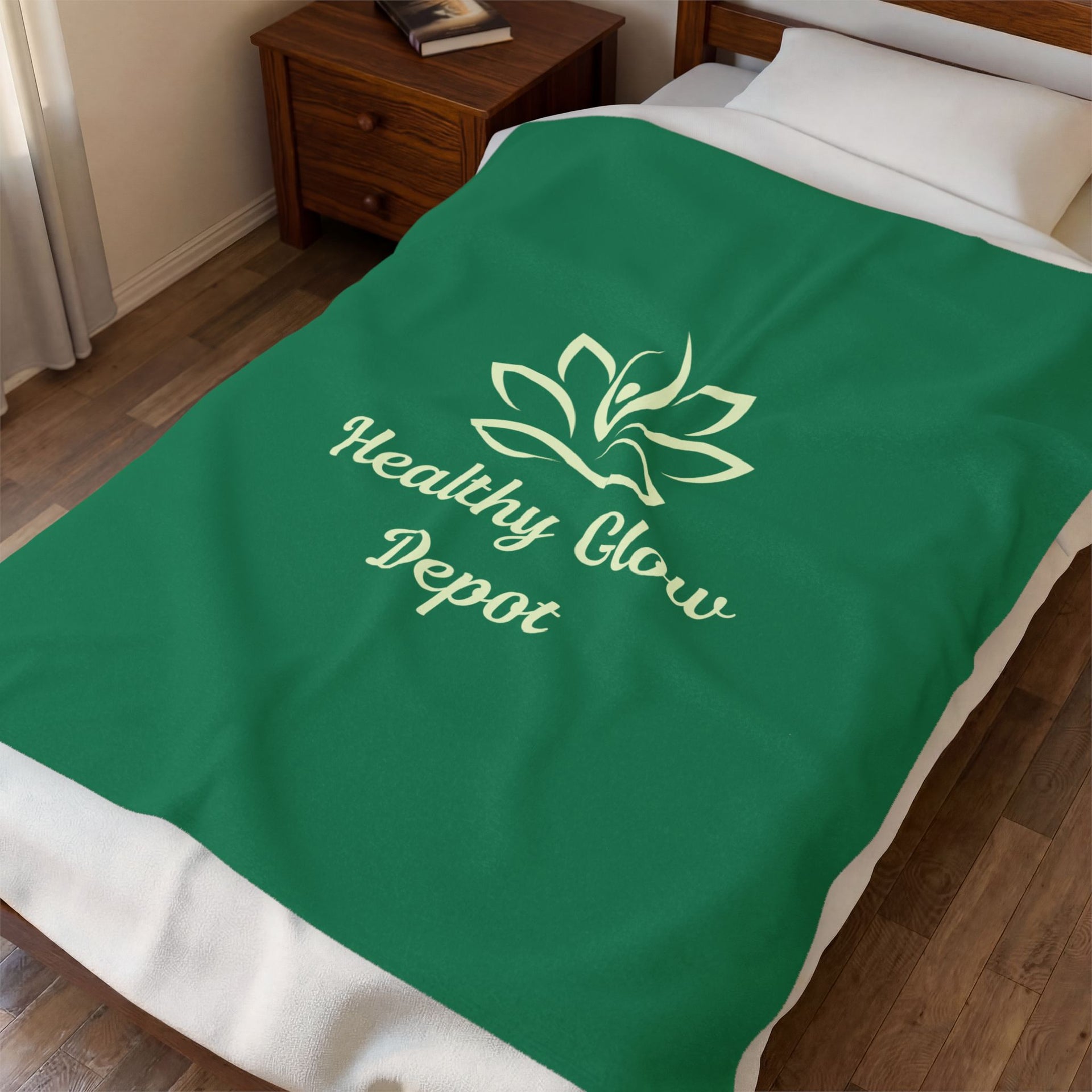 Velveteen Plush Blanket — 'Healthy Glow Depot' Spa Logo Throw