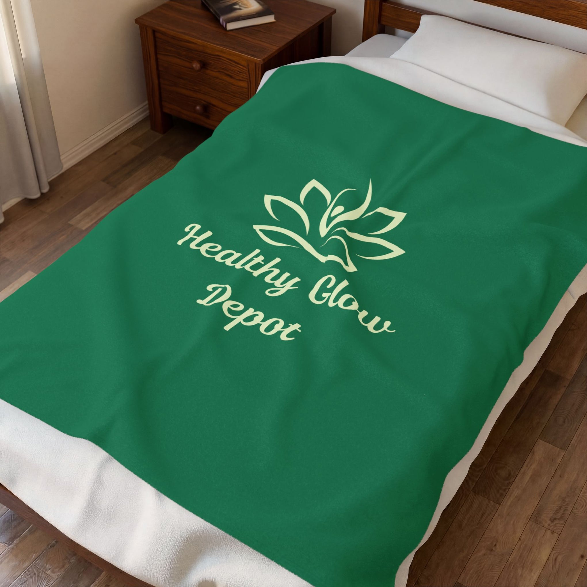 Velveteen Plush Blanket — 'Healthy Glow Depot' Spa Logo Throw