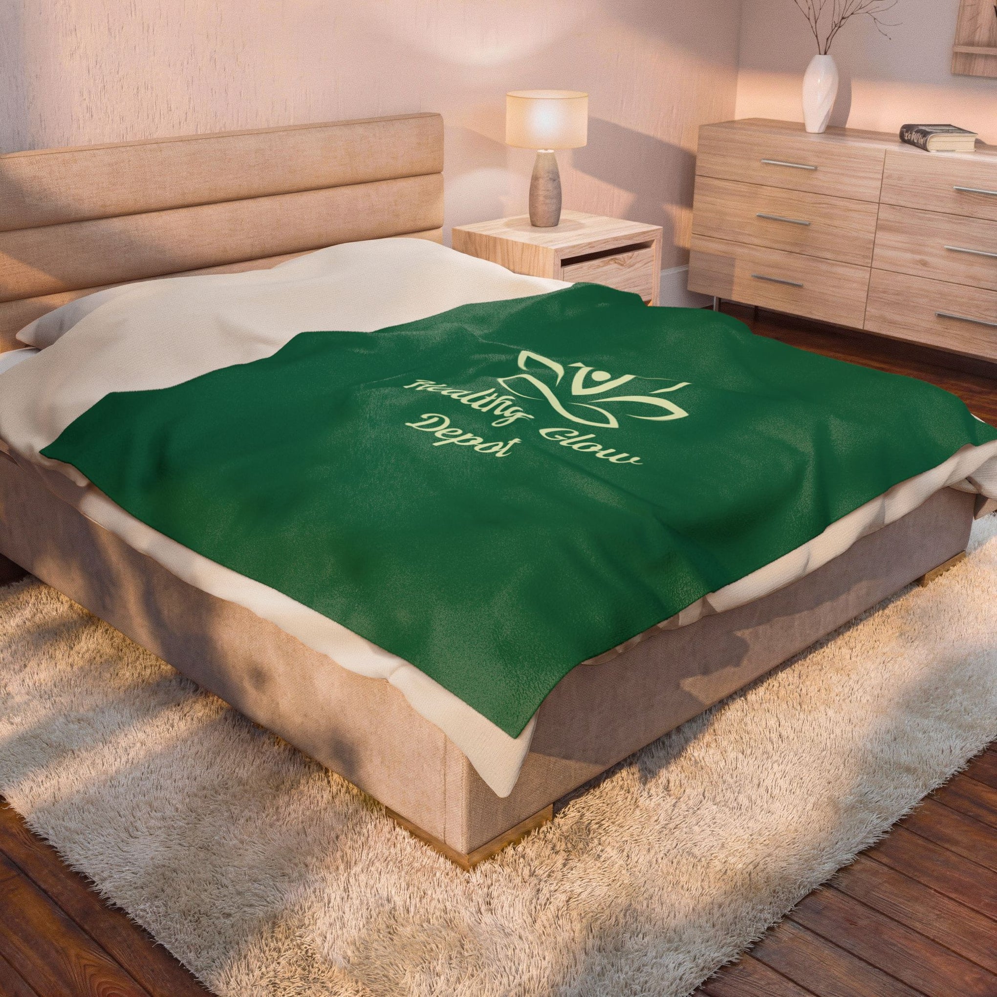 Velveteen Plush Blanket — 'Healthy Glow Depot' Spa Logo Throw