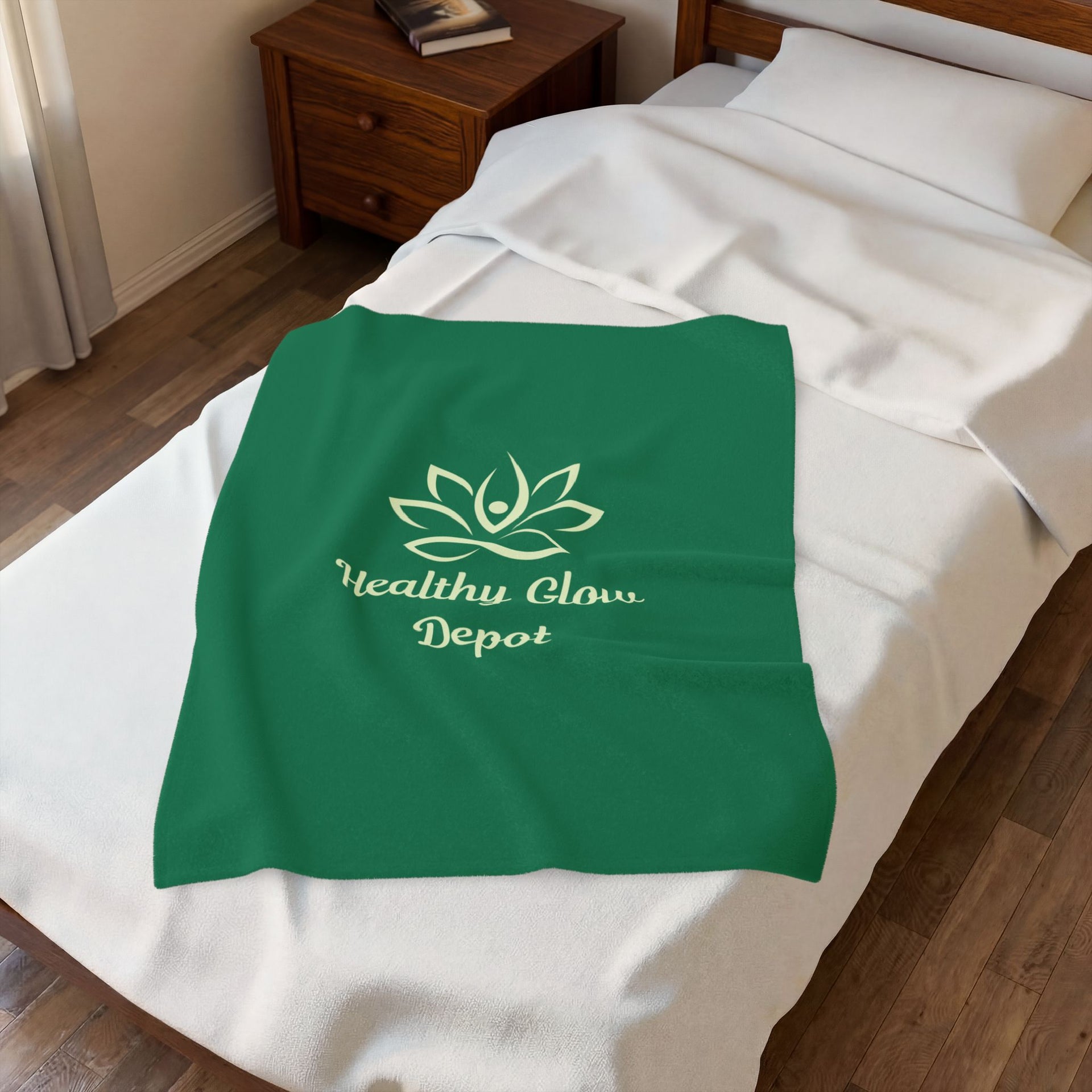 Velveteen Plush Blanket — 'Healthy Glow Depot' Spa Logo Throw