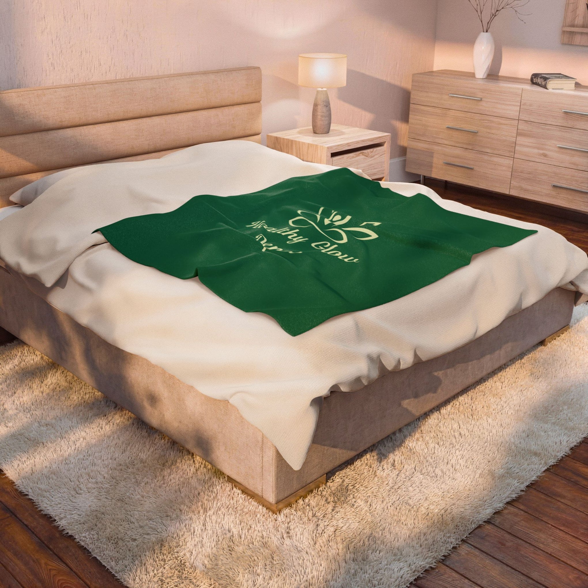 Velveteen Plush Blanket — 'Healthy Glow Depot' Spa Logo Throw
