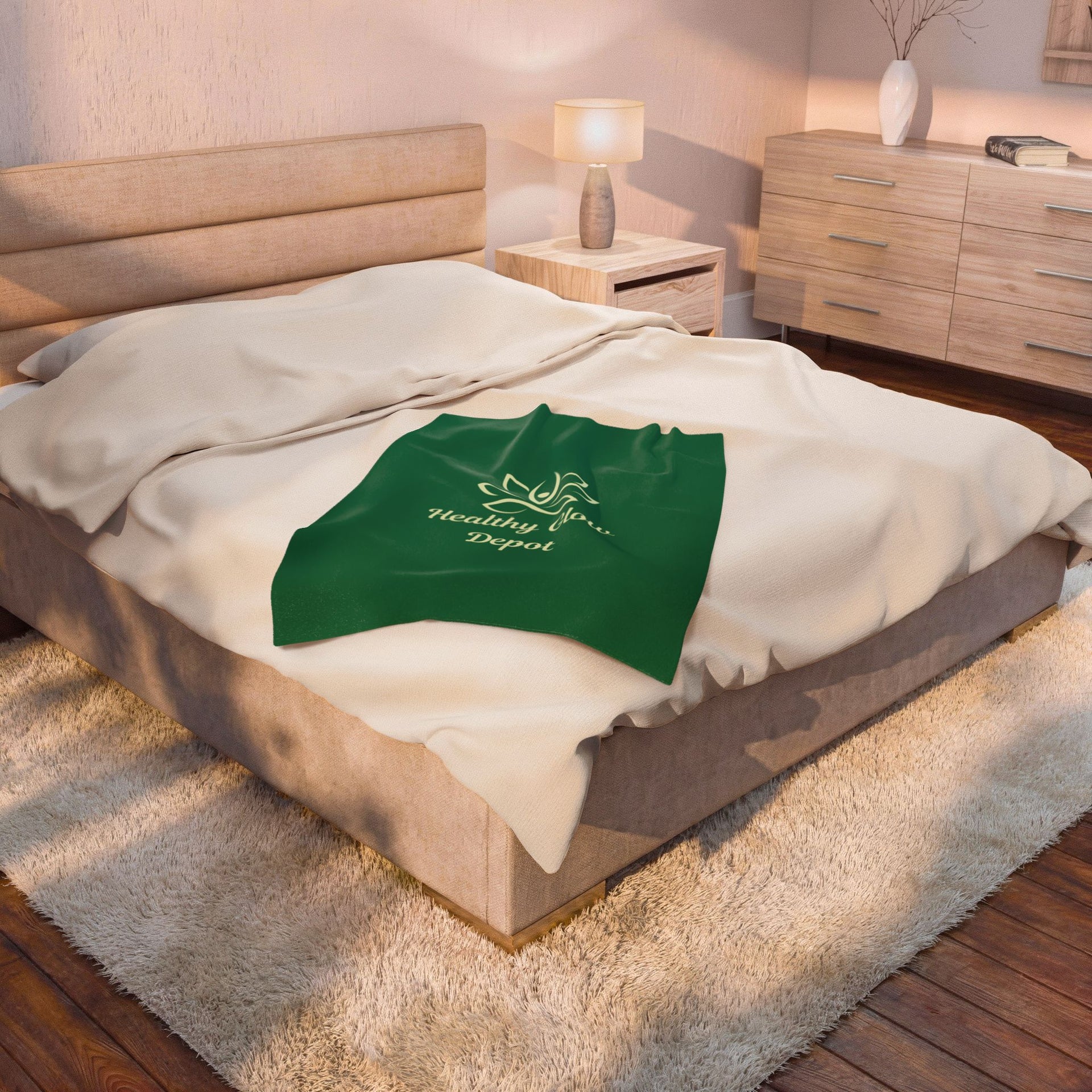 Velveteen Plush Blanket — 'Healthy Glow Depot' Spa Logo Throw