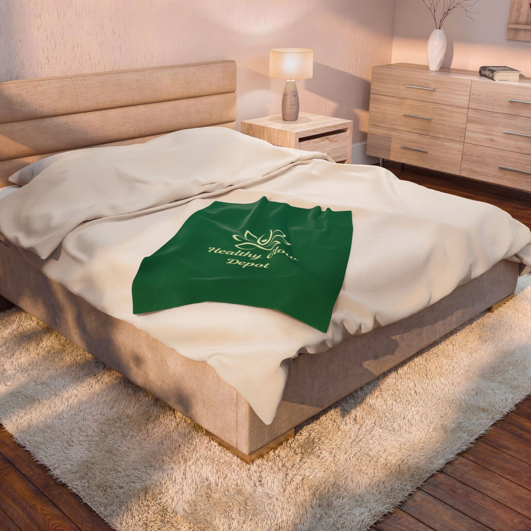 Velveteen Plush Blanket — 'Healthy Glow Depot' Spa Logo Throw