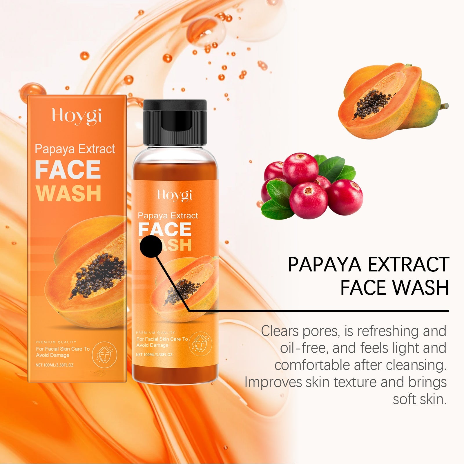 Papaya Gentle Face Wash Hydrating Moisturizing Cleanser