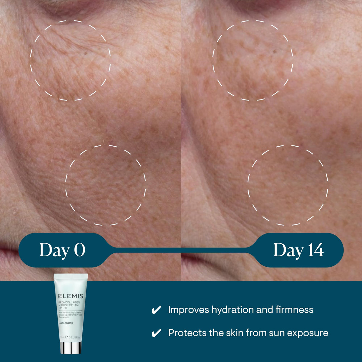 ELEMIS Pro-Collagen Marine Cream SPF 30, Lightweight Anti-Wrinkle Daily Facial Moisturizer