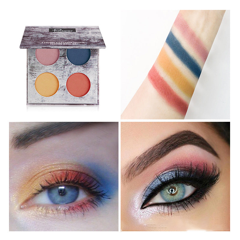 4-Color Waterproof Matte Pearlescent Eyeshadow Palette