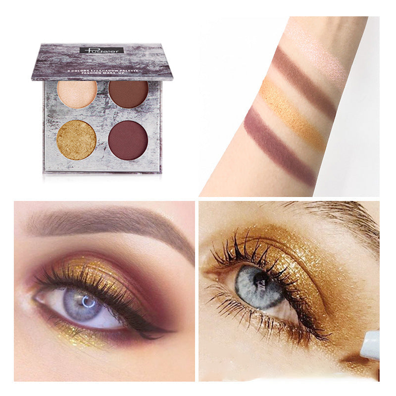 4-Color Waterproof Matte Pearlescent Eyeshadow Palette