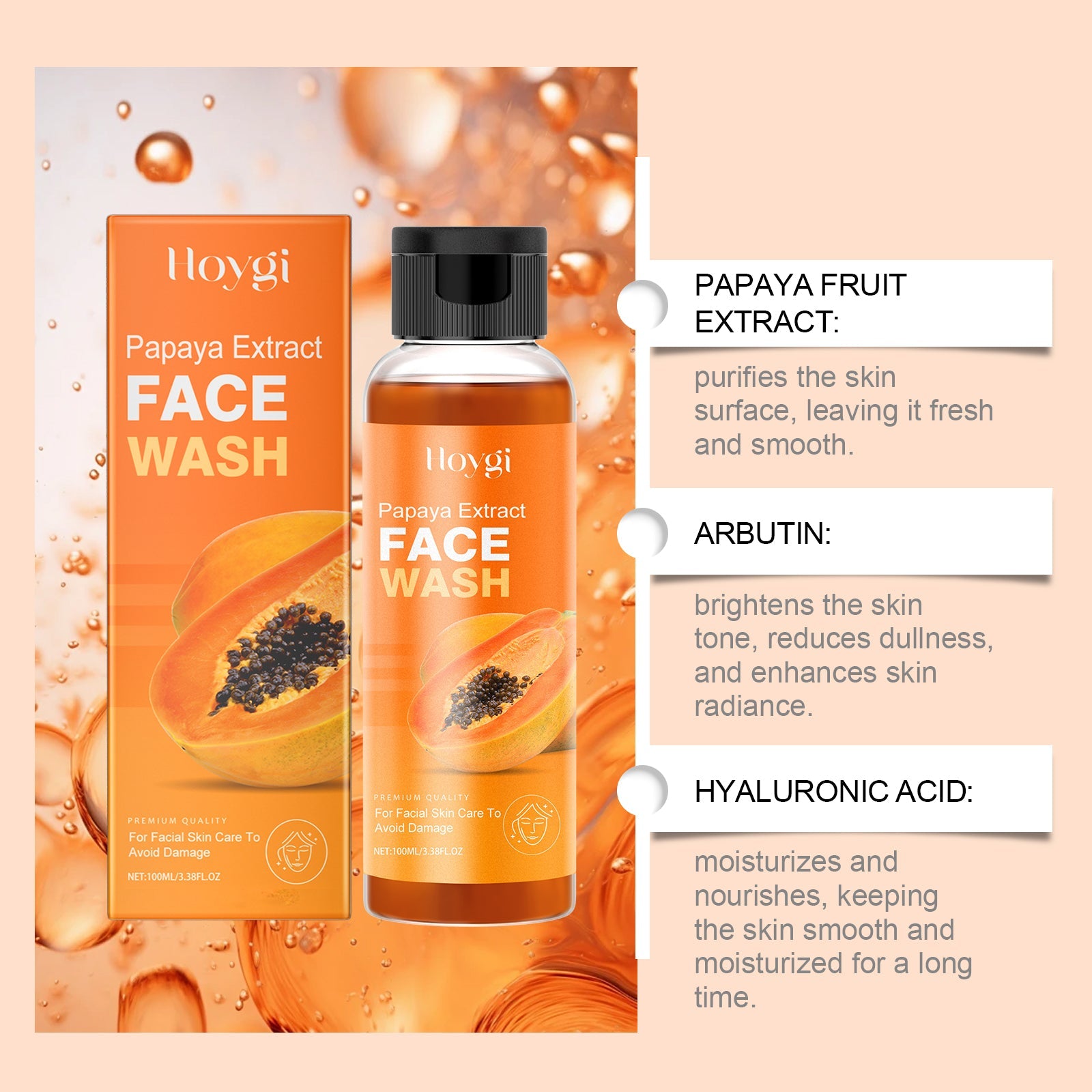 Papaya Gentle Face Wash Hydrating Moisturizing Cleanser