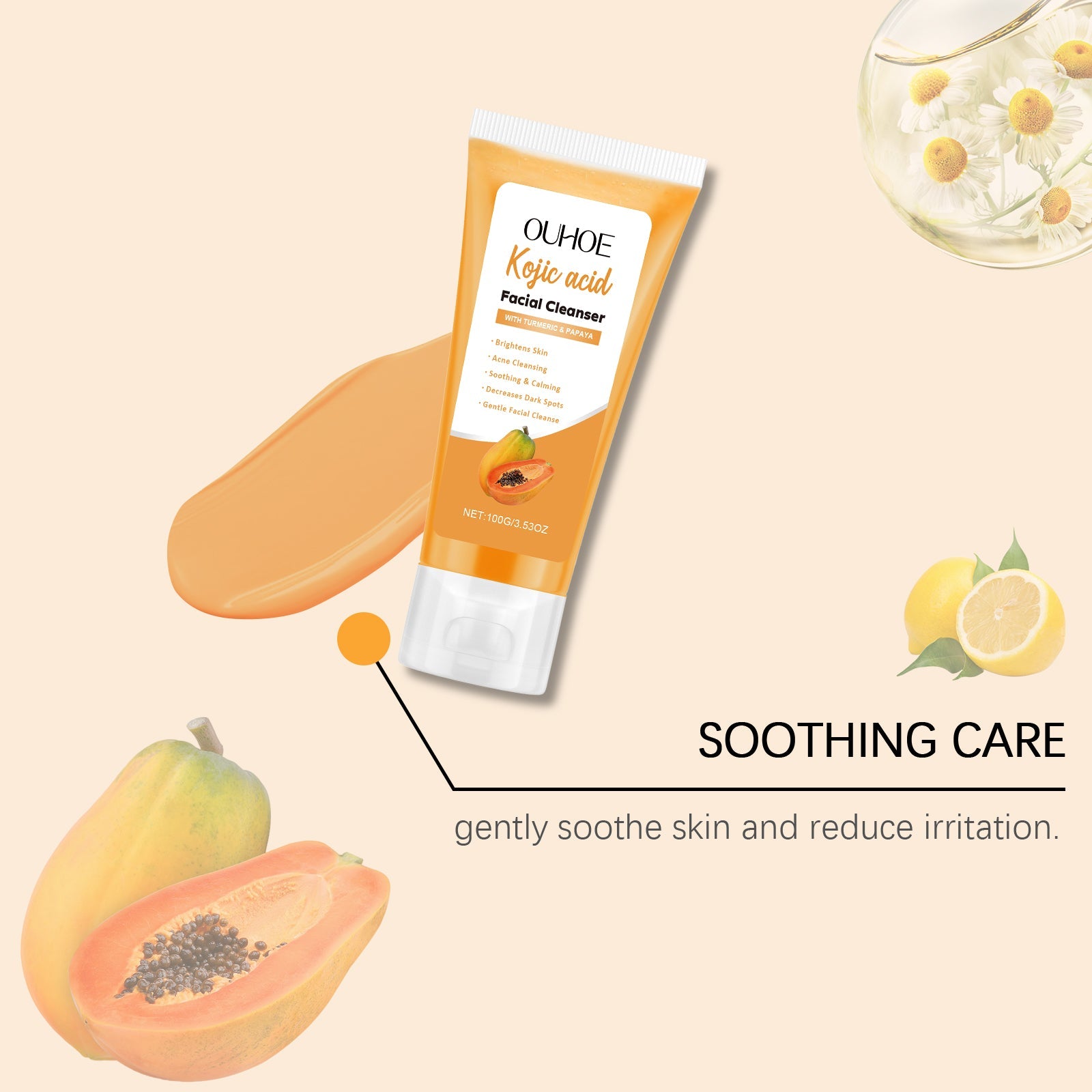 Papaya Facial Cleanser Pore Cleaning Oil Balance Moisturizer