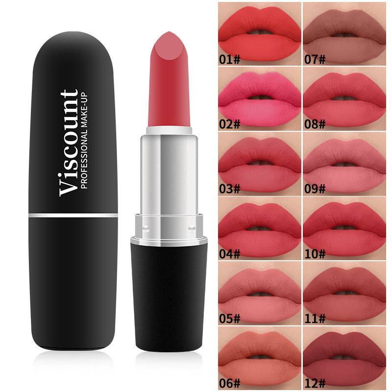 Frosted Bullet Matte White Moisturizing Lipstick 12 Colors