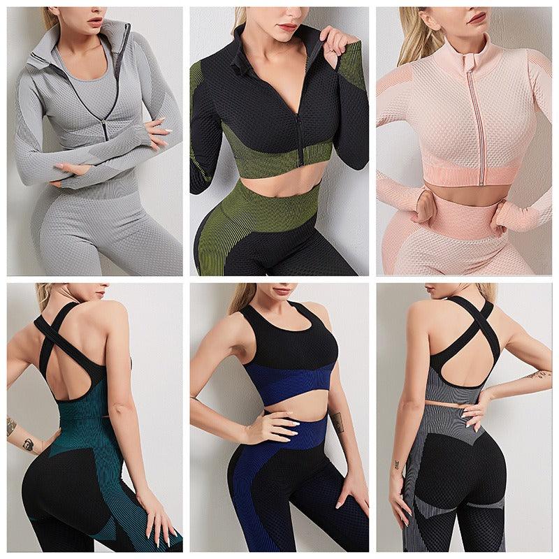 Signature Yoga Top Sports Bra Leggings Fitness Set