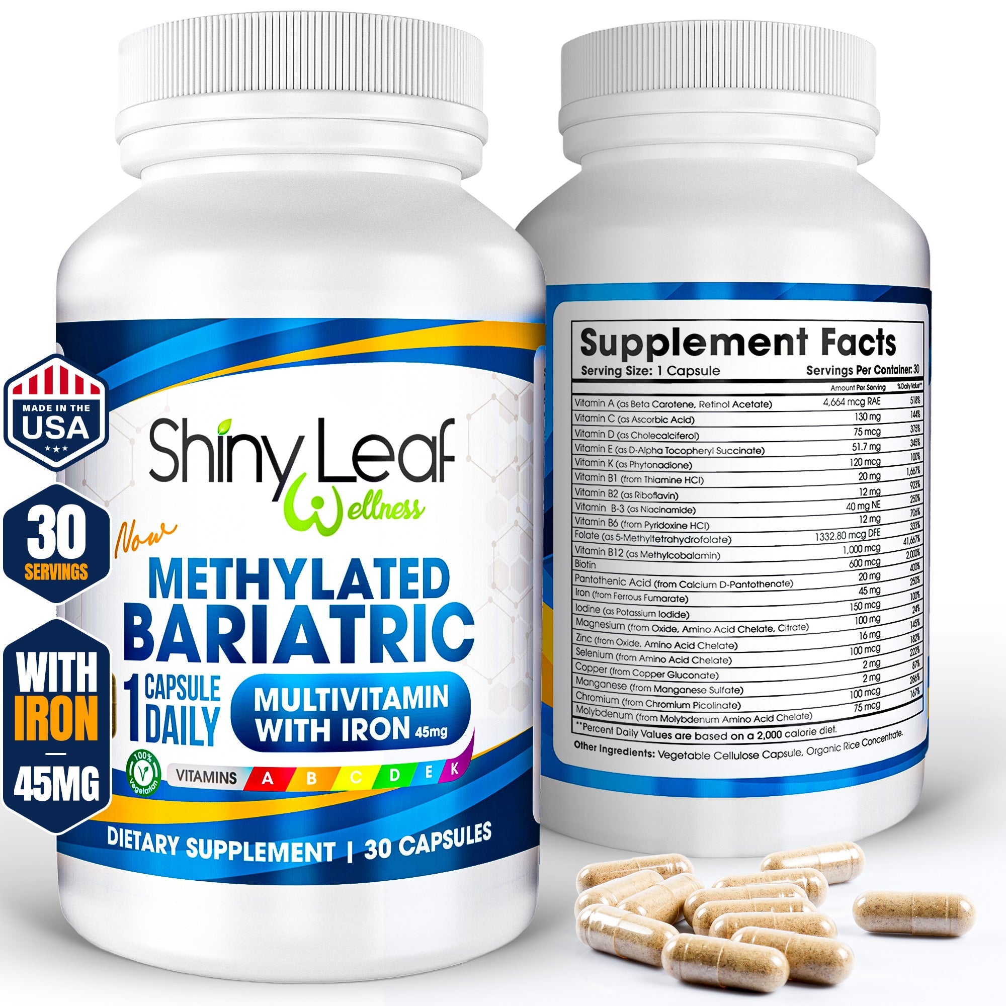 Methylated Bariatric Multivitamin with Iron Daily Capsules