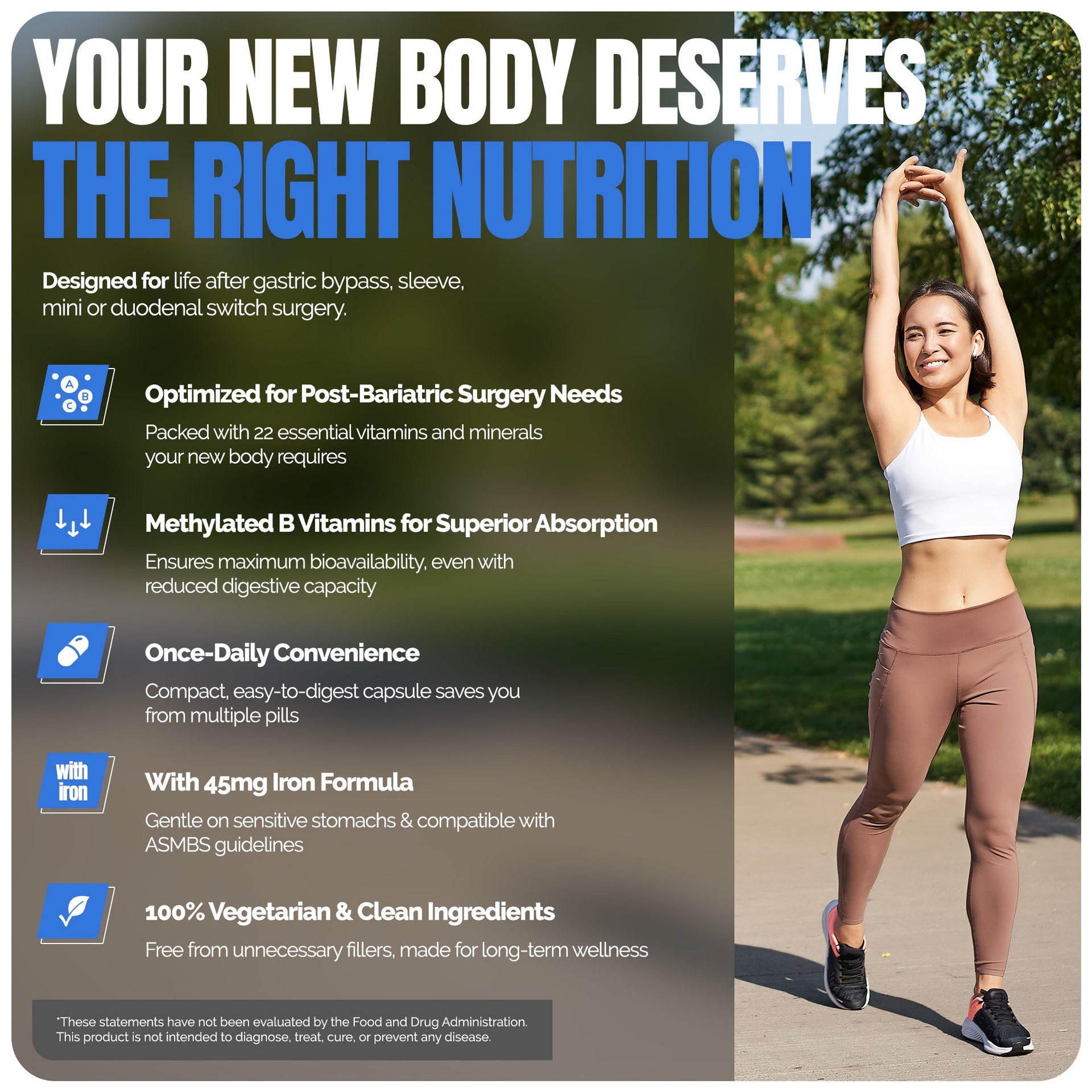 Methylated Bariatric Multivitamin with Iron Daily Capsules