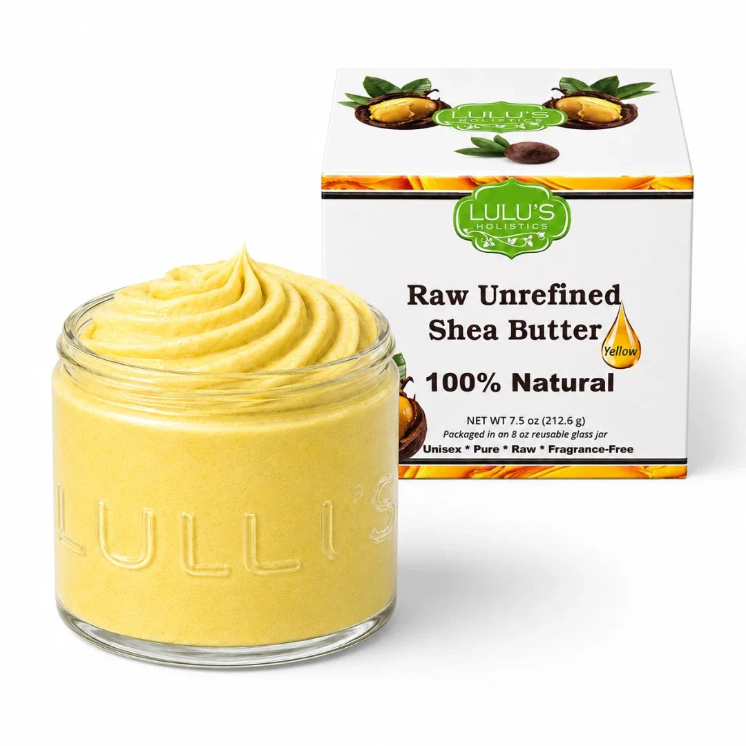 Lulu's Holistics Almond Coconut Glowing Whipped Body Butter with Raw African Yellow Shea Base